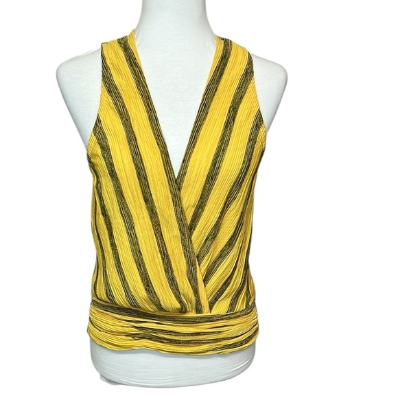 Ramy Brook Surplice Wrap Sleeveless Top Yellow - Picture 2 of 7